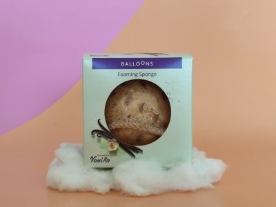 מותג הטיפוח BALOONS מציע לקיץ 2021 ספוג רחצה חדשני: מעושר בסבון וניל . סקירה דוסיז צרכנות